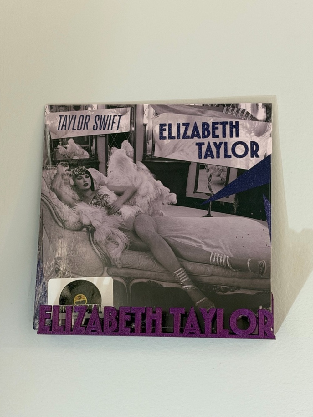 Elizabeth Taylor violet glitter purple 7” vinyl holder